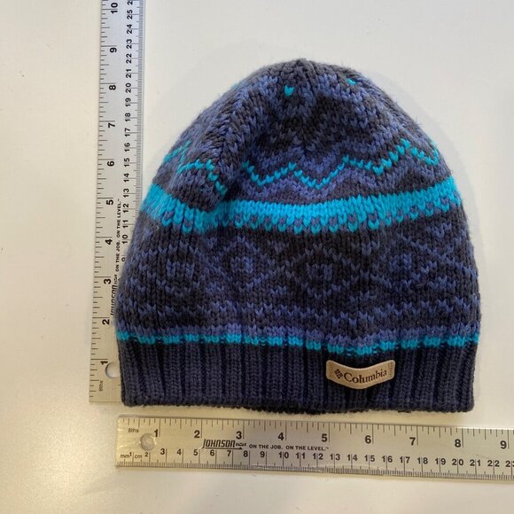 Columbia Striped Knit Beanie Cap Hat For Men & Women unisex blue tones cerulean - Picture 11 of 13